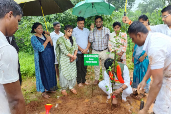 MLA Sinha planted a vine sapling in the forest campus in the name of his mother