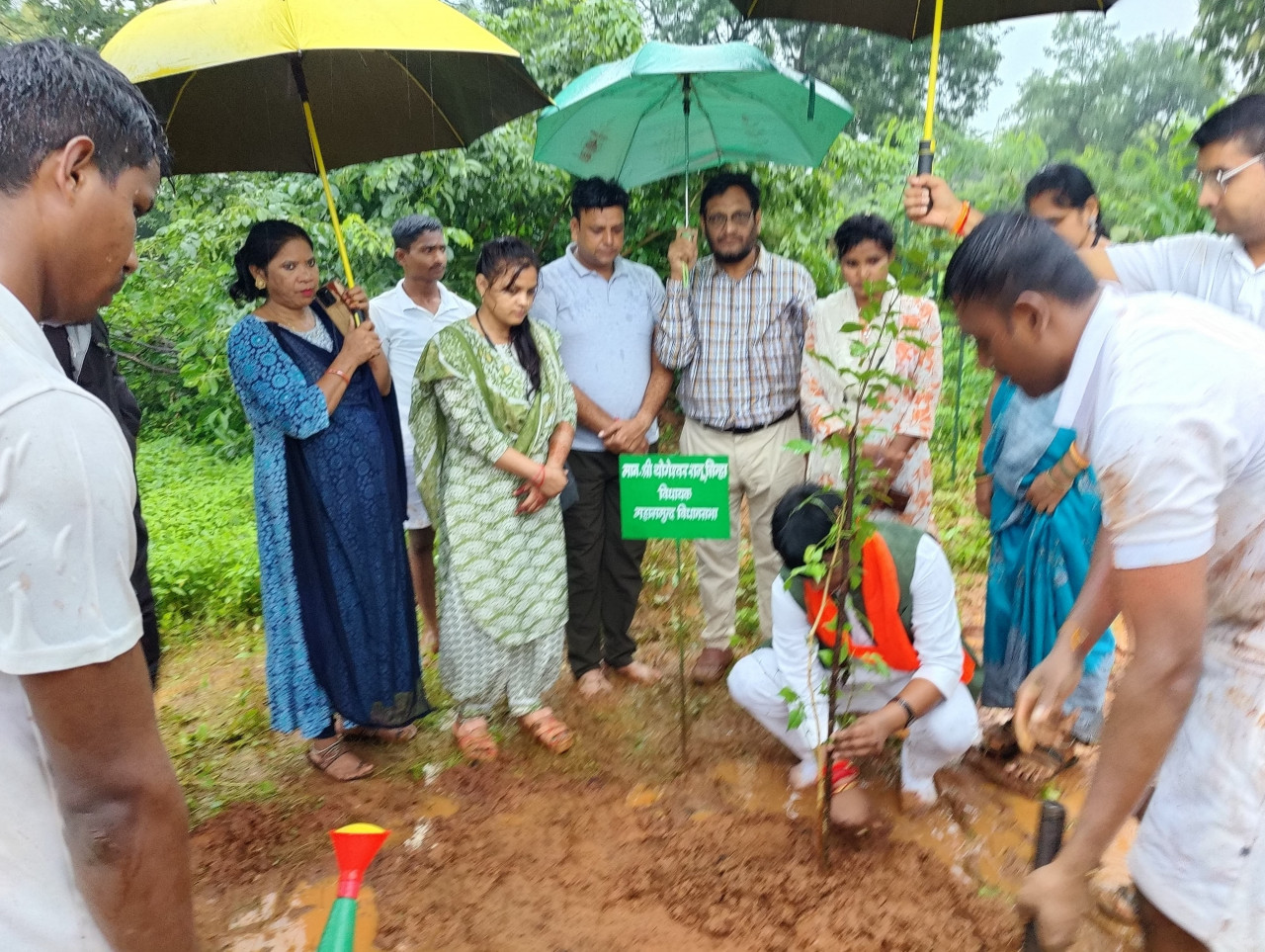 MLA Sinha planted a vine sapling in the forest campus in the name of his mother