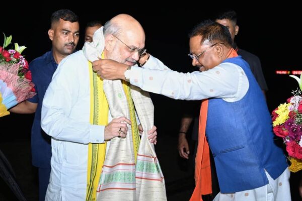 Union Home Minister Amit Shah reached the capital Raipur on a three-day visit to Chhattisgarh